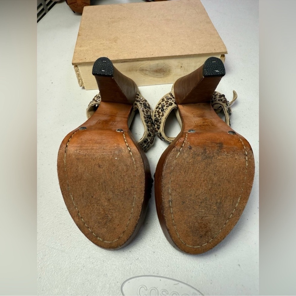 FRYE SUEDE Studded Gold Platform Heels - Picture 7 of 11